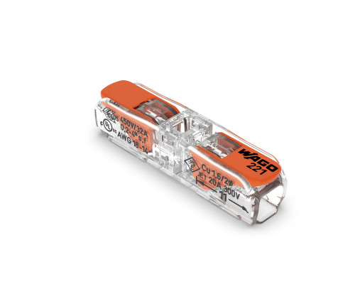 КЛЕММА 2-ПРОВОДНАЯ УНИВЕРСАЛЬНАЯ ПРОХОДНАЯ 0,2-4 mm²; 32Аmax. ПРОЗРАЧНАЯ ; МАКС. ТЕМПЕРАТУРА 85°C 