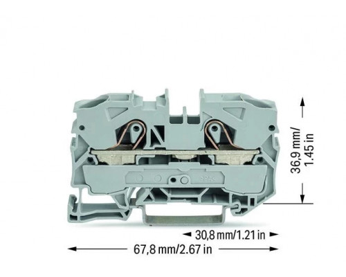 2-пров. проходная клемма,; 16 мм²; применима для Ex e II s; боковая и центральная маркировка; для DIN-rail 35 x 15 и 35 x 7.5; Push-in CAGE CLAMP®; 16,00 мм²; серый