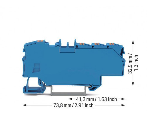 Распределительная клемма; с рабочими пазами; 1 x 6 мм² / 6 x 1.5 мм²; с интегрированной заглушкой; боковая и центральная маркировка; для DIN-rail 35 x 15 и 35 x 7.5; Push-in CAGE CLAMP®; 6,00 мм²; синяя