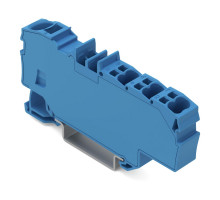 Распределительная клемма; с рабочими пазами; 1 x 6 мм² / 6 x 1.5 мм²; с интегрированной заглушкой; боковая и центральная маркировка; для DIN-rail 35 x 15 и 35 x 7.5; Push-in CAGE CLAMP®; 6,00 мм²; синяя