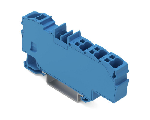Распределительная клемма; с рабочими пазами; 1 x 6 мм² / 6 x 1.5 мм²; с интегрированной заглушкой; боковая и центральная маркировка; для DIN-rail 35 x 15 и 35 x 7.5; Push-in CAGE CLAMP®; 6,00 мм²; синяя