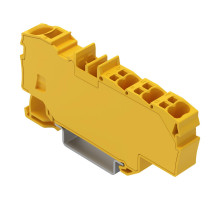 Распределительная клемма; с рабочими пазами; 1 x 6 мм² / 6 x 1.5 мм²; с интегрированной заглушкой; боковая и центральная маркировка; для DIN-rail 35 x 15 и 35 x 7.5; Push-in CAGE CLAMP®; 6,00 мм²; жёлтая