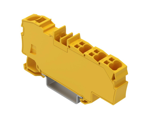 Распределительная клемма; с рабочими пазами; 1 x 6 мм² / 6 x 1.5 мм²; с интегрированной заглушкой; боковая и центральная маркировка; для DIN-rail 35 x 15 и 35 x 7.5; Push-in CAGE CLAMP®; 6,00 мм²; жёлтая