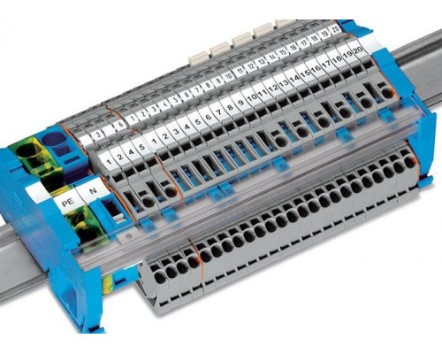 Многоуровневая клемма; с рабочими пазами;2.5 мм²; N/L/PE; Push-in CAGE CLAMP®; 2,50 мм²; серый