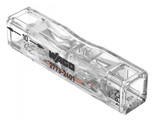 2-проводная клемма, 0,75-4,0 мм2 для ремонта кабеля, прозрачная; 