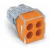 4-проводная клемма, 0,5-2,5 mm², прозрачная, оранжевый колпачок