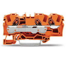 3-пров. проходная клемма,; 6 мм²; применима для Ex e II s; боковая и центральная маркировка; для DIN-rail 35 x 15 и 35 x 7.5; Push-in CAGE CLAMP®; 6,00 мм²; оранжевая