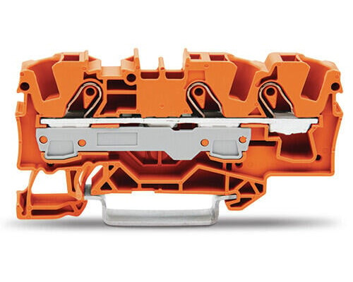 3-пров. проходная клемма,; 6 мм²; применима для Ex e II s; боковая и центральная маркировка; для DIN-rail 35 x 15 и 35 x 7.5; Push-in CAGE CLAMP®; 6,00 мм²; оранжевая
