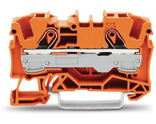 2-пров. проходная клемма,; 6 мм²; применима для Ex e II s; боковая и центральная маркировка; для DIN-rail 35 x 15 и 35 x 7.5; Push-in CAGE CLAMP®; 6,00 мм²; оранжевая