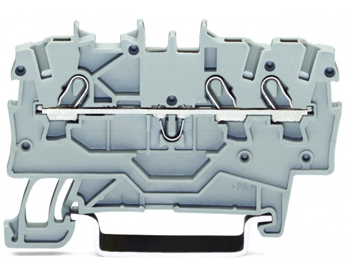 3-пров. проходная клемма,; 1 мм²; применима для Ex e II s; боковая и центральная маркировка; для DIN-rail 35 x 15 и 35 x 7.5; Push-in CAGE CLAMP®; 1,00 мм²; серый