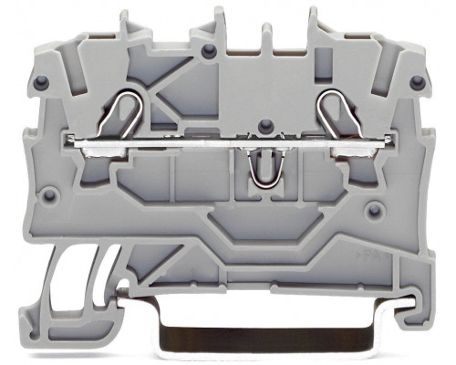 2-пров. проходная клемма,; 1 мм²; применима для Ex e II s; боковая и центральная маркировка; для DIN-rail 35 x 15 и 35 x 7.5; Push-in CAGE CLAMP®; 1,00 мм²; серый