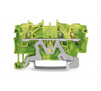 3-пров. заземляющая клемма; 1 мм²; применима для Ex e II s; боковая и центральная маркировка; для DIN-rail 35 x 15 и 35 x 7.5; Push-in CAGE CLAMP®; 1,00 мм²; зелёно-жёлтая