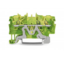3-пров. заземляющая клемма; 1 мм²; применима для Ex e II s; боковая и центральная маркировка; для DIN-rail 35 x 15 и 35 x 7.5; Push-in CAGE CLAMP®; 1,00 мм²; зелёно-жёлтая