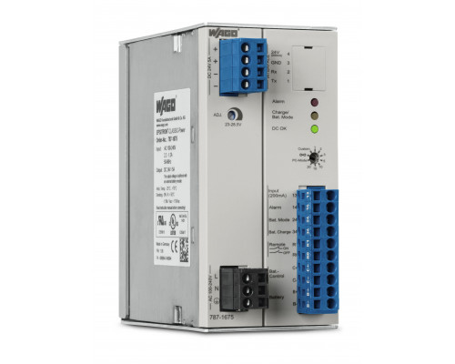 Switched-mode power supply with integrated charger and controller; Classic; 1-phase; 24 VDC output voltage; 5 A output current; communication capability; 10,00 mm²