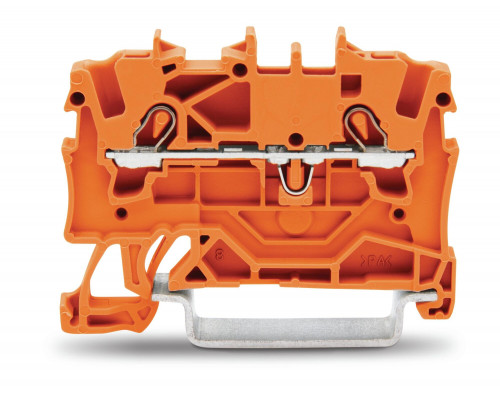 2-пров. проходная клемма,; 1.5 мм²; применима для Ex e II s; боковая и центральная маркировка; для DIN-rail 35 x 15 и 35 x 7.5; Push-in CAGE CLAMP®; 1,50 мм²; оранжевая