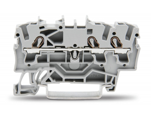 3-пров. проходная клемма,; 2.5 мм²; применима для Ex e II s; боковая и центральная маркировка; для DIN-rail 35 x 15 и 35 x 7.5; Push-in CAGE CLAMP®; 2,50 мм²; серый