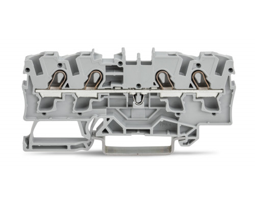 4-пров. проходная клемма,; 4 мм²; применима для Ex e II s; боковая и центральная маркировка; для DIN-rail 35 x 15 и 35 x 7.5; Push-in CAGE CLAMP®; 4,00 мм²; серый