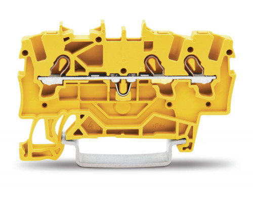 3-пров. проходная клемма,; 1.5 мм²; применима для Ex e II s; боковая и центральная маркировка; для DIN-rail 35 x 15 и 35 x 7.5; Push-in CAGE CLAMP®; 1,50 мм²; жёлтая