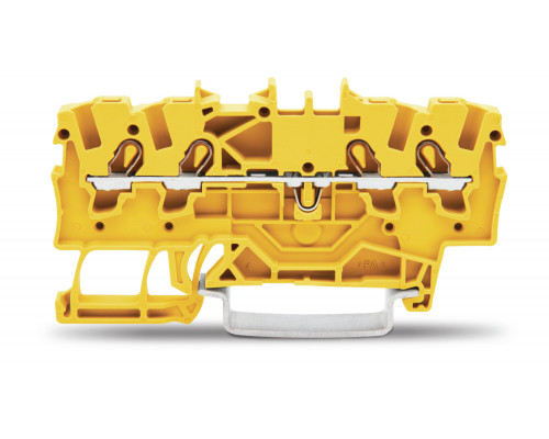 4-пров. проходная клемма,; 1.5 мм²; применима для Ex e II s; боковая и центральная маркировка; для DIN-rail 35 x 15 и 35 x 7.5; Push-in CAGE CLAMP®; 1,50 мм²; жёлтая