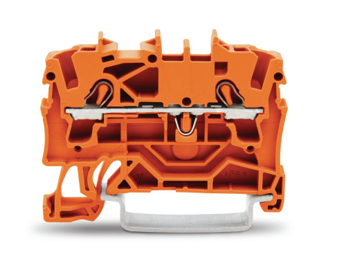 2-пров. проходная клемма,; 2.5 мм²; применима для Ex e II s; боковая и центральная маркировка; для DIN-rail 35 x 15 и 35 x 7.5; Push-in CAGE CLAMP®; 2,50 мм²; оранжевая
