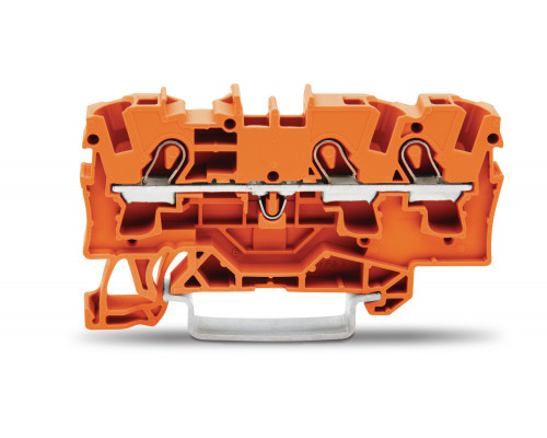 3-пров. проходная клемма,; 4 мм²; применима для Ex e II s; боковая и центральная маркировка; для DIN-rail 35 x 15 и 35 x 7.5; Push-in CAGE CLAMP®; 4,00 мм²; оранжевая