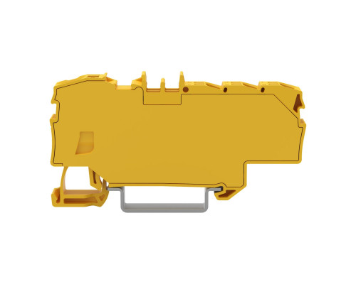 Распределительная клемма; с рабочими пазами; 1 x 6 мм² / 6 x 1.5 мм²; с интегрированной заглушкой; боковая и центральная маркировка; для DIN-rail 35 x 15 и 35 x 7.5; Push-in CAGE CLAMP®; 6,00 мм²; жёлтая