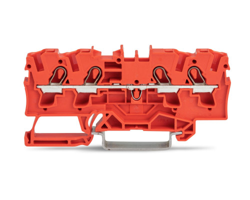 4-пров. проходная клемма,; 4 мм²; применима для Ex e II s; боковая и центральная маркировка; для DIN-rail 35 x 15 и 35 x 7.5; Push-in CAGE CLAMP®; 4,00 мм²; красная