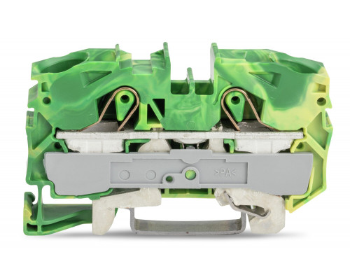 2-пров. заземляющая клемма; 16 мм²; применима для Ex e II s; боковая и центральная маркировка; для DIN-rail 35 x 15 и 35 x 7.5; Push-in CAGE CLAMP®; 16,00 мм²; зелёно-жёлтая