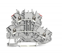 Двухуровневая клемма проходная, серая для KNX; верхний уровень маркирован белым, нижний уровень маркирован жёлтым, для рейки DIN 35 x 15 şi 35 x 7,5; CAGE CLAMP® технология; 1,00 мм²