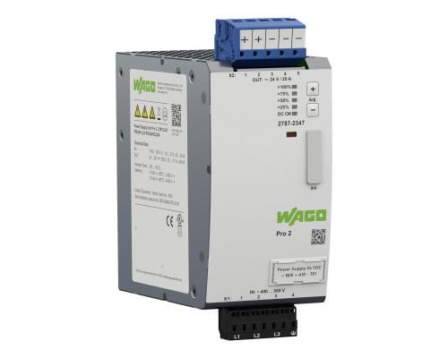 Power supply; Pro 2; 3-phase; 24 VDC output voltage; 20 A output current; TopBoost + PowerBoost; communication capability