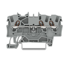 3-пров. проходная клемма,; 1.5 мм²; применима для Ex e II s; боковая и центральная маркировка; для DIN-rail 35 x 15 и 35 x 7.5; Push-in CAGE CLAMP®; 1,50 мм²; серый