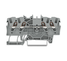 4-пров. проходная клемма,; 1.5 мм²; применима для Ex e II s; боковая и центральная маркировка; для DIN-rail 35 x 15 и 35 x 7.5; Push-in CAGE CLAMP®; 1,50 мм²; серый